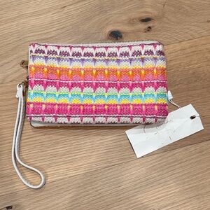 NWT NEW Caroline Hill Multicolor woven Clutch hand bag wallet